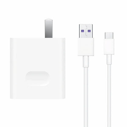 White 40W USB fast charger set with QC3.0 protocol and 5A charging cable