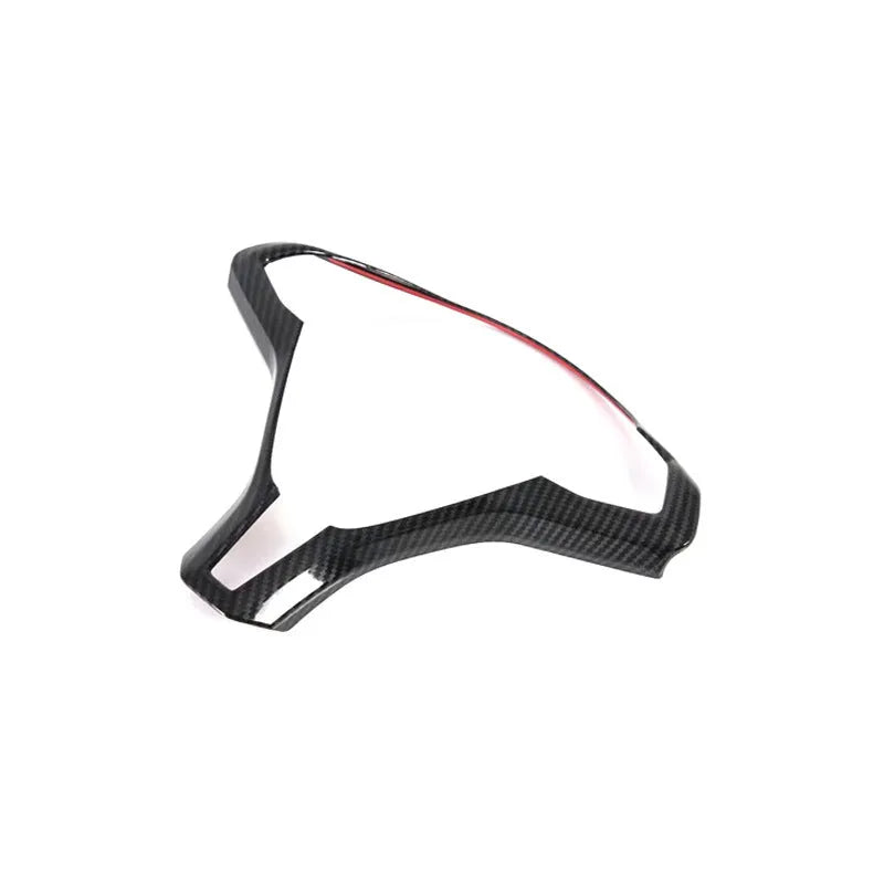 Tesla Model S steering wheel decorative frame button trim strip in carbon fibre black ABS plastic for custom interior vehicle trim accessory enhancement