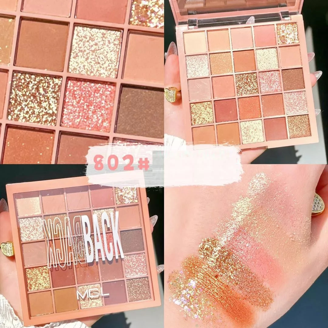 25-color eye shadow plate with shimmer and matte finishes for versatile makeup looks