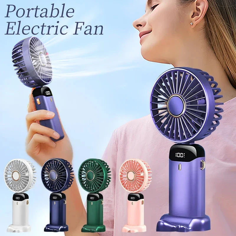 Portable USB Rechargeable Handheld Mini Fan with 5 Speed Adjustments