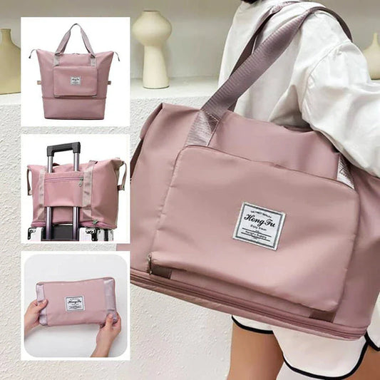 Versatile foldable travel bag with large 36-55L capacity, multiple interior pockets, and water-resistant Oxford cloth construction