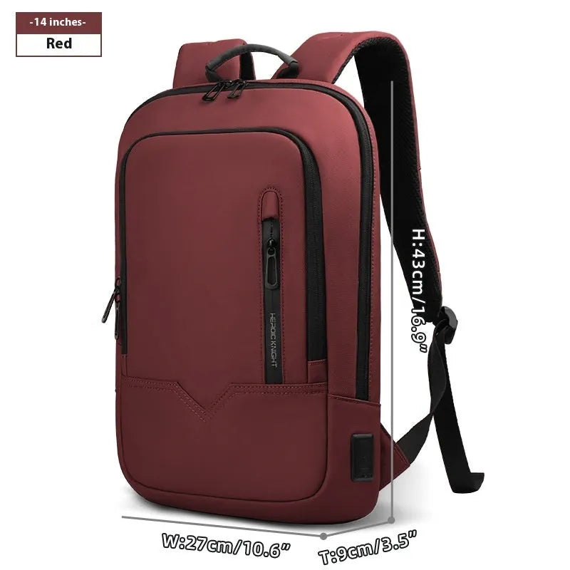 Lightweight men's polyester commuter backpack with USB charging port in multiple colour options.