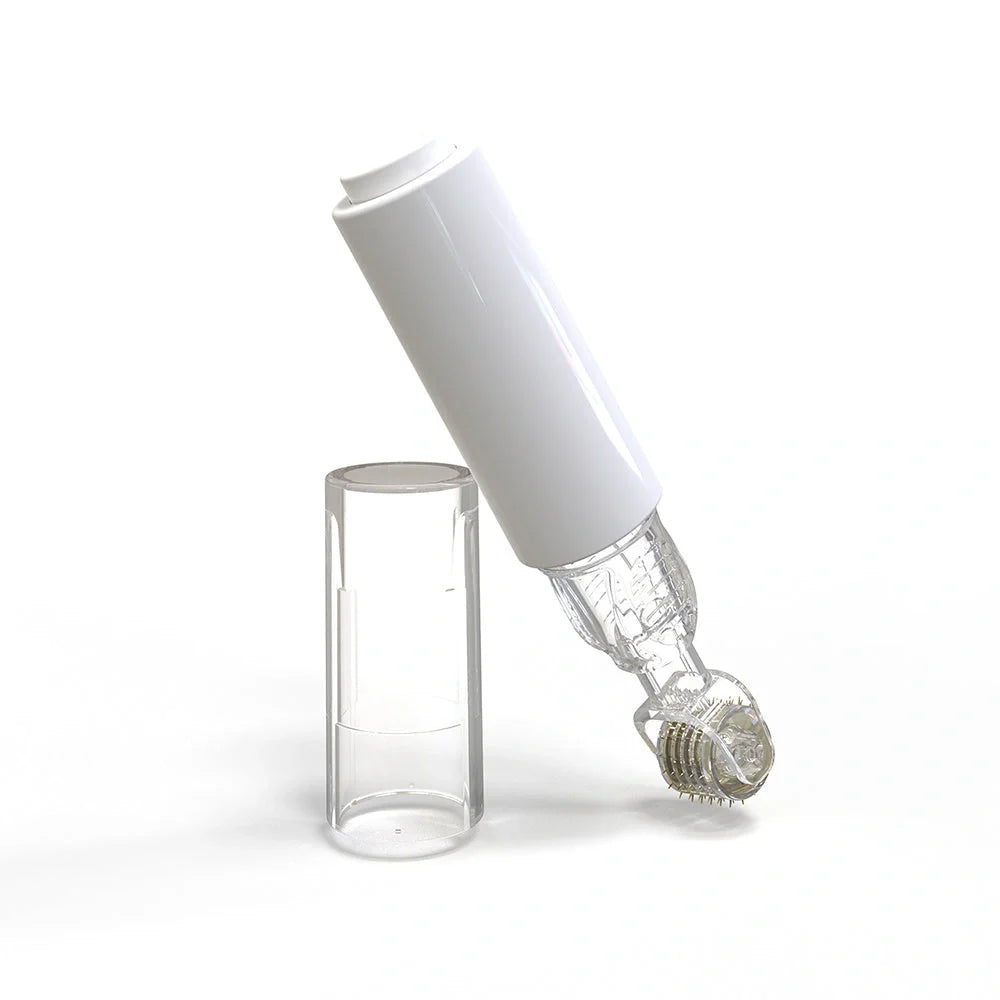 3-in-1 Lip Care Roller with microneedle technology for hydration and beard growth in black, white, and pink