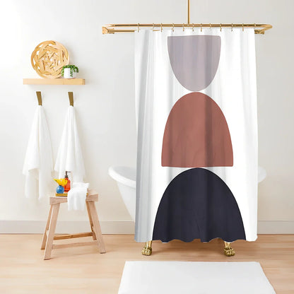 Green plant print shower curtain with waterproof polyester material in bathroom setting