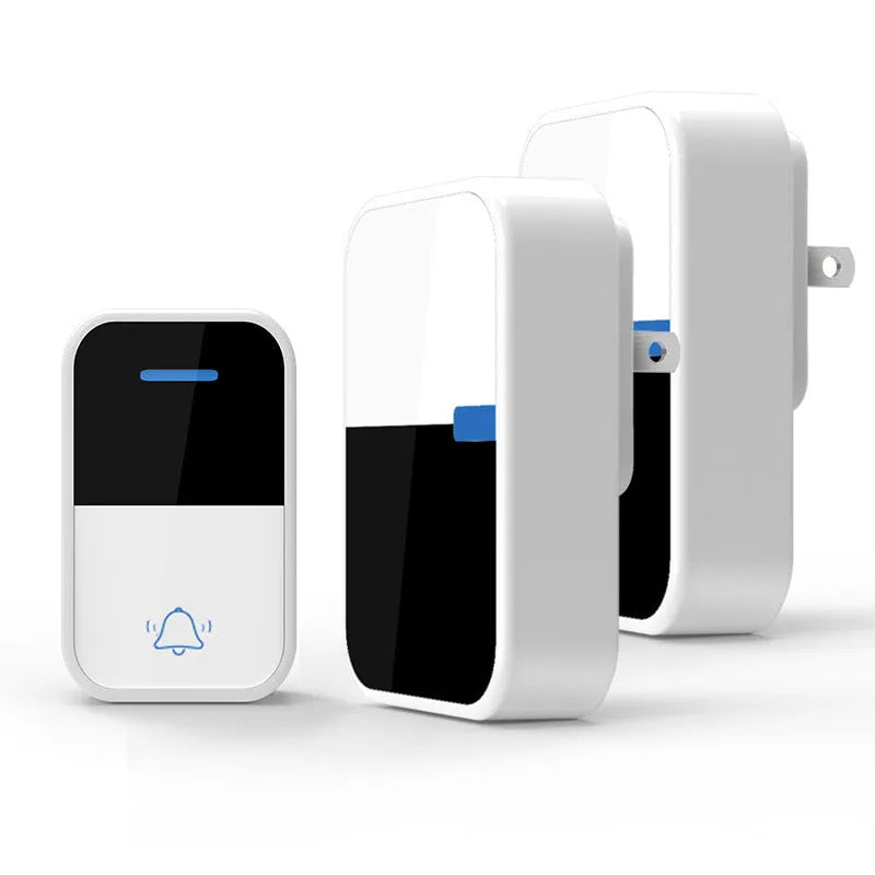 White plastic wireless doorbell receiver and beeper with self-generating power, 150m range