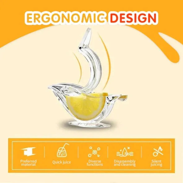 Transparent acrylic bird-shaped manual lemon juicer for squeezing lemon slices