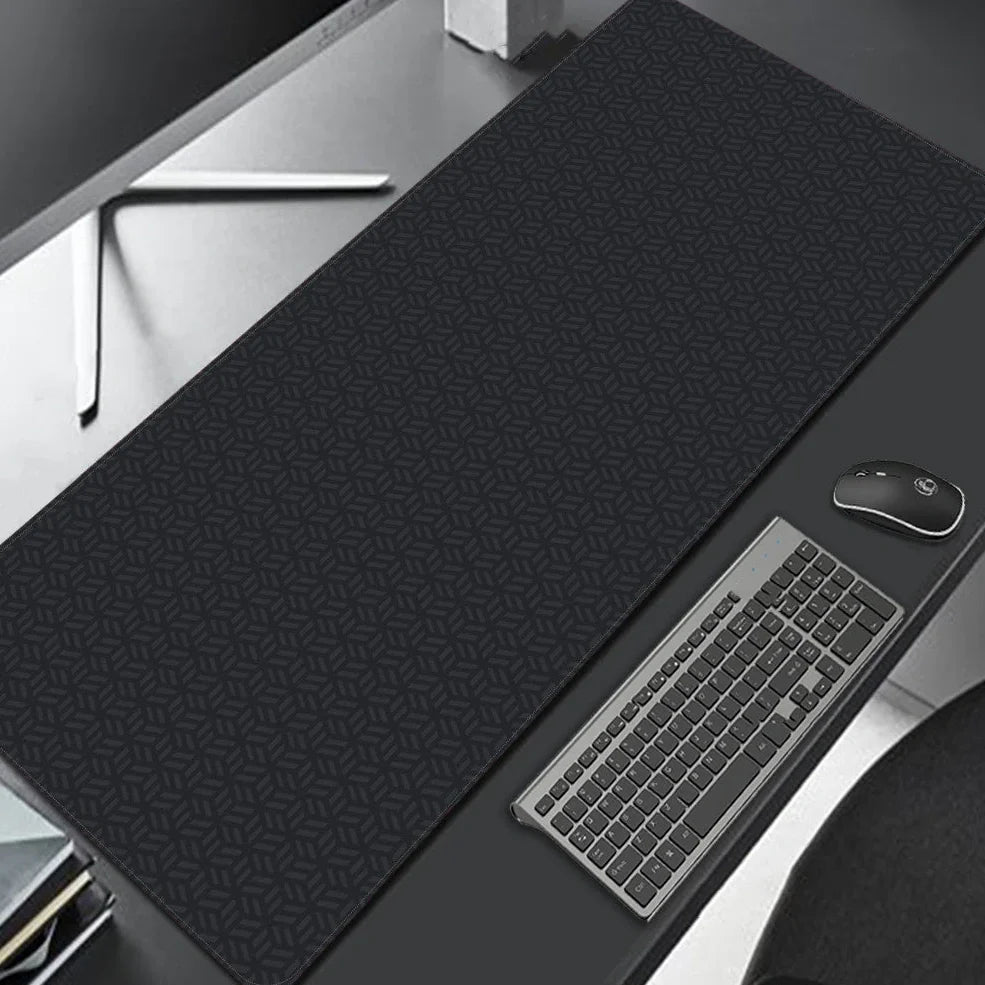 Extended mechanical keyboard mouse pad with heat transfer surface showing dimensions from 300x600mm to 400x900mm