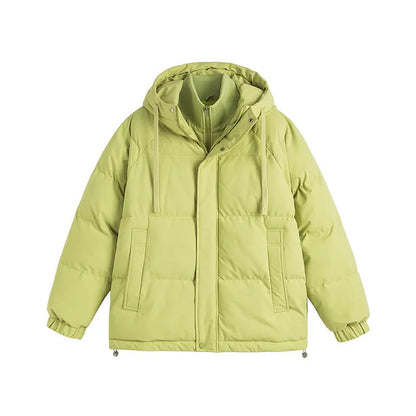Winter cotton-padded coat in loose fit with side pockets, available in six colours including mustard yellow and light blue