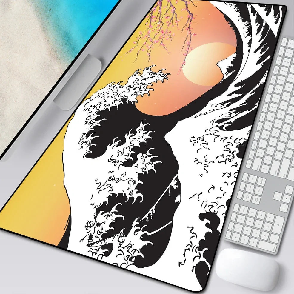 Natural rubber computer mouse pad with cloth surface and overlock edges in multiple size options