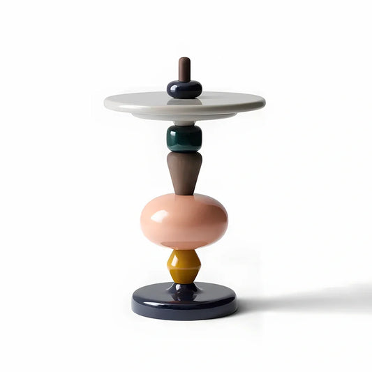 Nordic minimalist side table with 45cm diameter wood top and stainless steel base