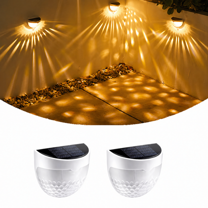 Solar-powered outdoor wall lamp with integrated LED technology providing 8-12 hours of continuous illumination from a single day's solar charge, featuring IP55 waterproof rating for year-round garden use