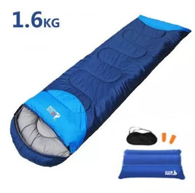 Polyester camping sleeping bag with waterproof shell and compression bag for outdoor adventures