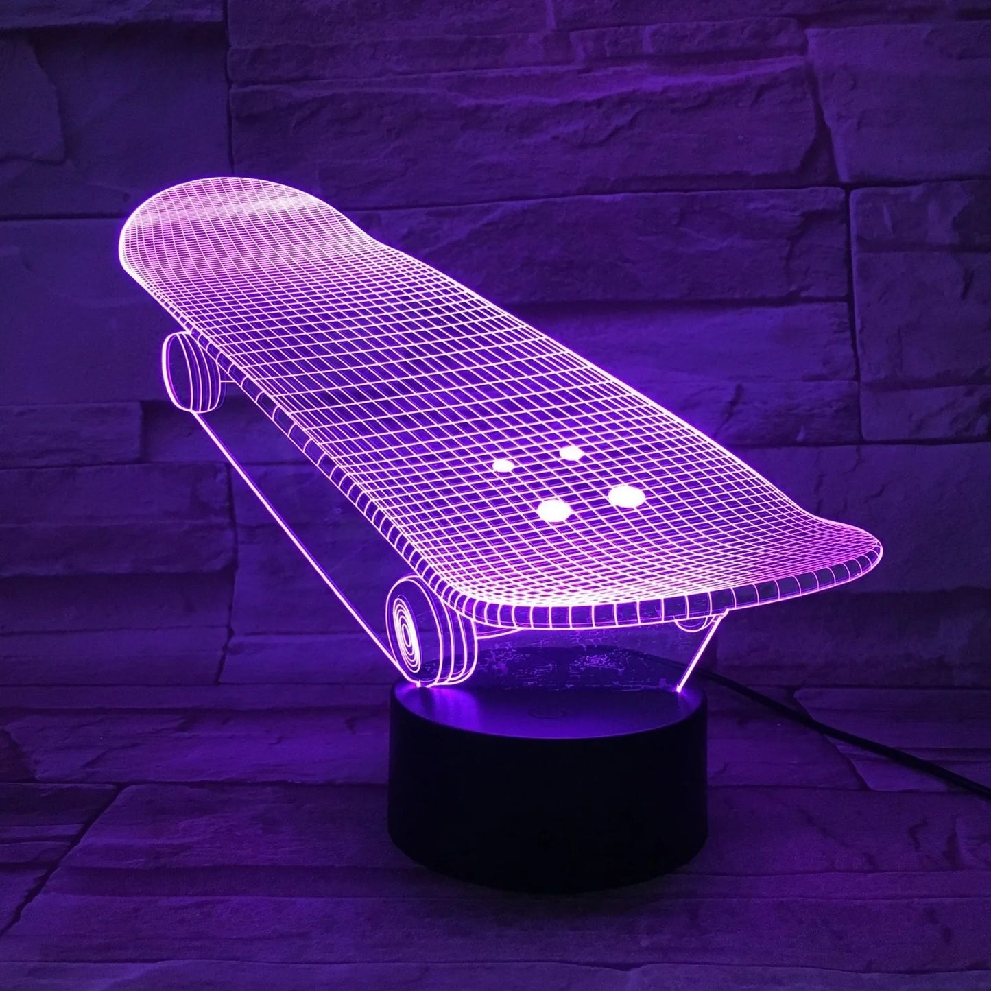 Sports Series Night Light in Skate style, 200x150x87mm with cracked colourful acrylic and remote control, 0.5W USB powered