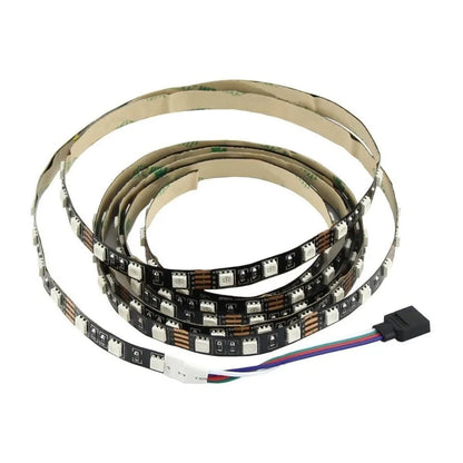 USB-powered flexible LED light strip showing SMD5050 LEDs along 1-metre length with connected USB cable