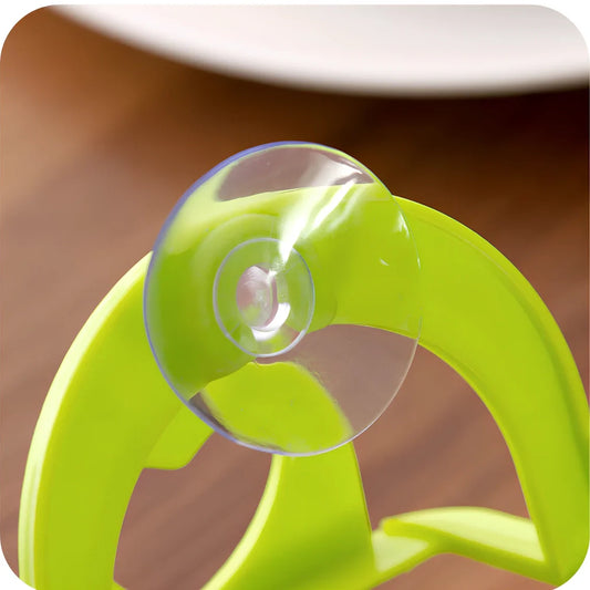 Plastic hook sponge storage rack with suction cup attachment in multiple colour options