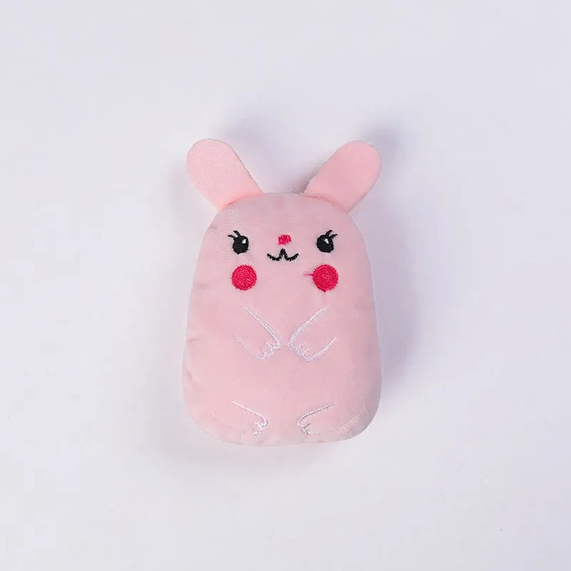 Interactive catnip plush toy with squeaker for chewing and play