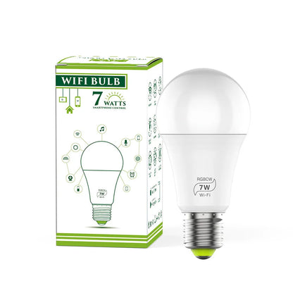 7W LED smart WiFi bulb, E27, 60mm x 117mm, RGBCW colours, 2700-6500K, works with Alexa and Google Home