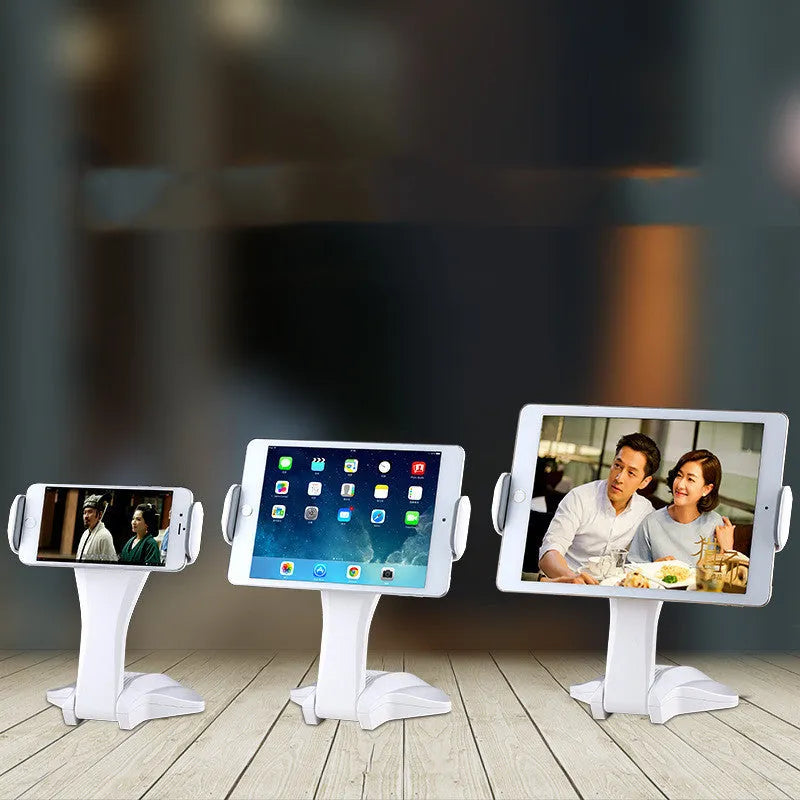 Universal professional tablet lazy support stand with adjustable metal clip, suitable for 7-15 inch tablets and mobile devices, white colour