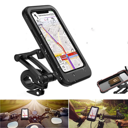 Black waterproof adjustable bicycle motorcycle phone holder mount with magnetic suction for 4-6.7 inch smartphones
