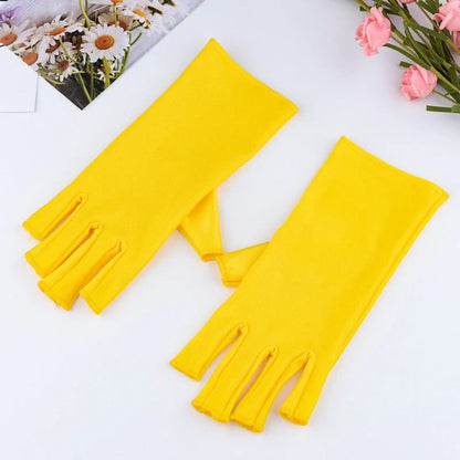 Manicure gloves with UV protection, featuring a stylish half-finger design and hand-painted finish for a comfortable and functional at-home nail care experience.