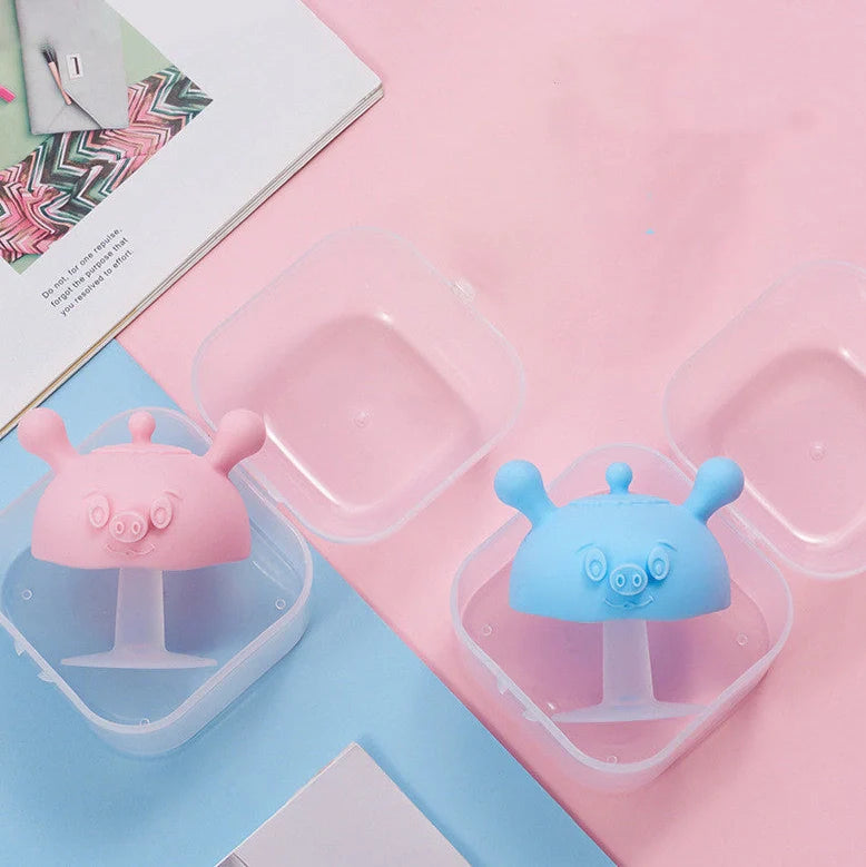 Liquid silicone baby teether in multiple colours for infants over 6 months