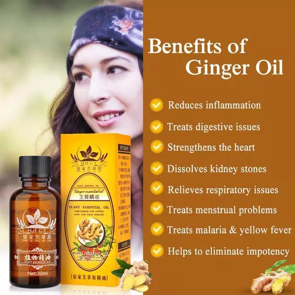 Royal Grassland Ginger Essential Oil bottle with dropper, 30ml for skin nourishment