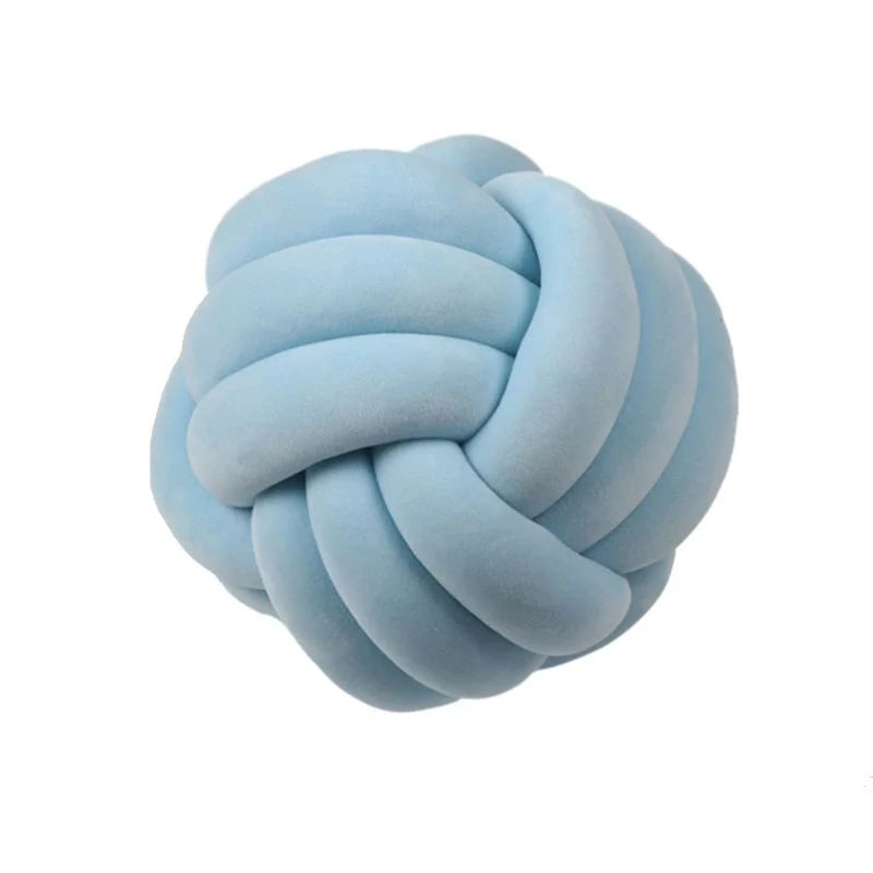 Knotted Plush Ball Design Round Throw Pillow in various colors and sizes