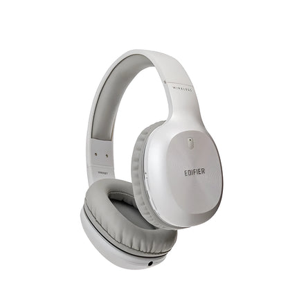 Black wireless sports headphones with Bluetooth 5.0 shown on a grey background.
