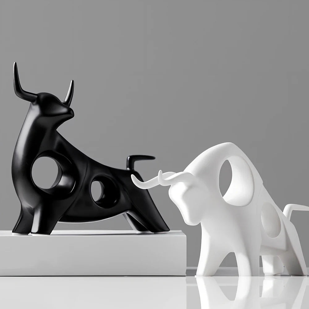 Handmade porcelain animal ornament in black, glazed finish, 12 cm height for European home decor