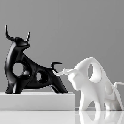 Handmade porcelain animal ornament in black, glazed finish, 12 cm height for European home decor