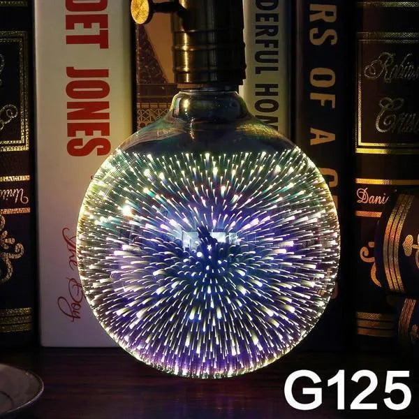 LED 3D firework decoration bulb projecting light patterns with E27 socket