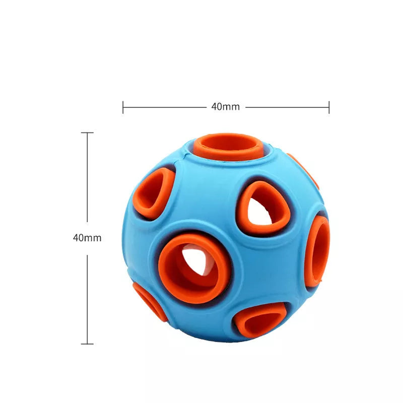 Luminous Sounding Dog Toy Ball in blue and orange, featuring light-up and sound capabilities for dogs