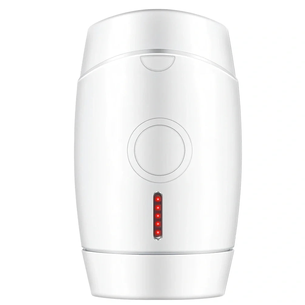 White home laser hair removal device with display screen and adjustment buttons