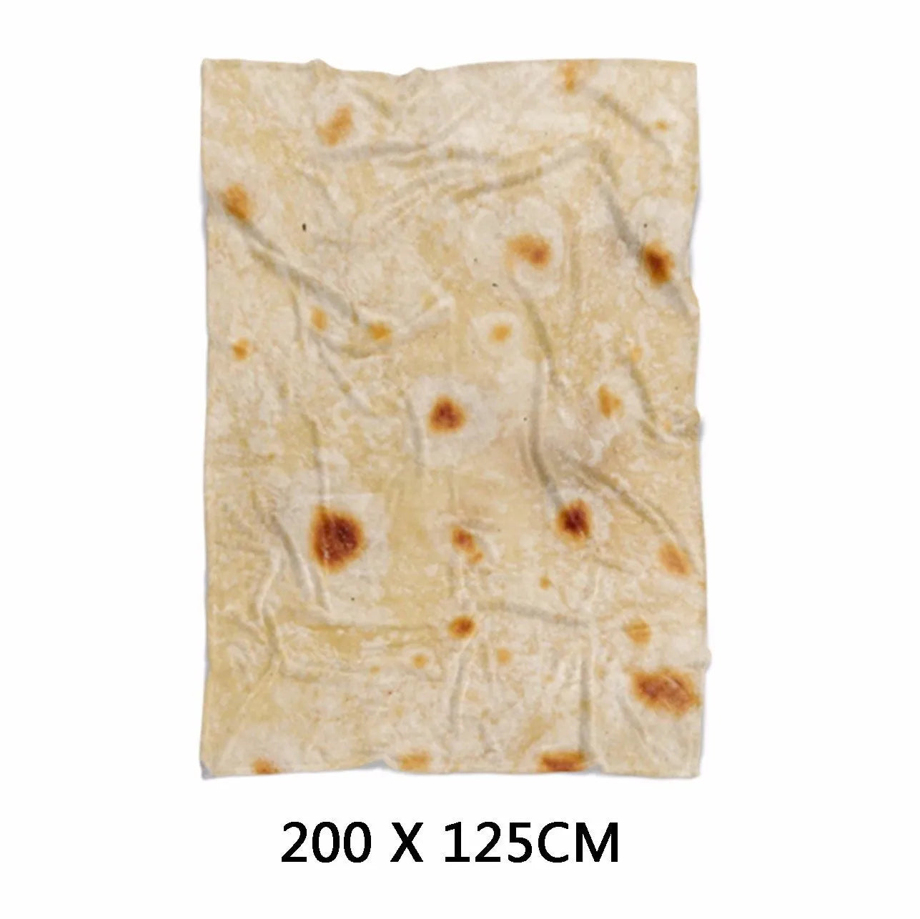 Round burrito tortilla wrap blanket with printed design in soft flannel microfiber material