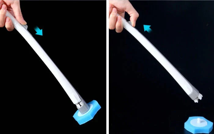Disposable toilet cleaning brush with scrubbing pad for thorough, hygienic bathroom cleaning