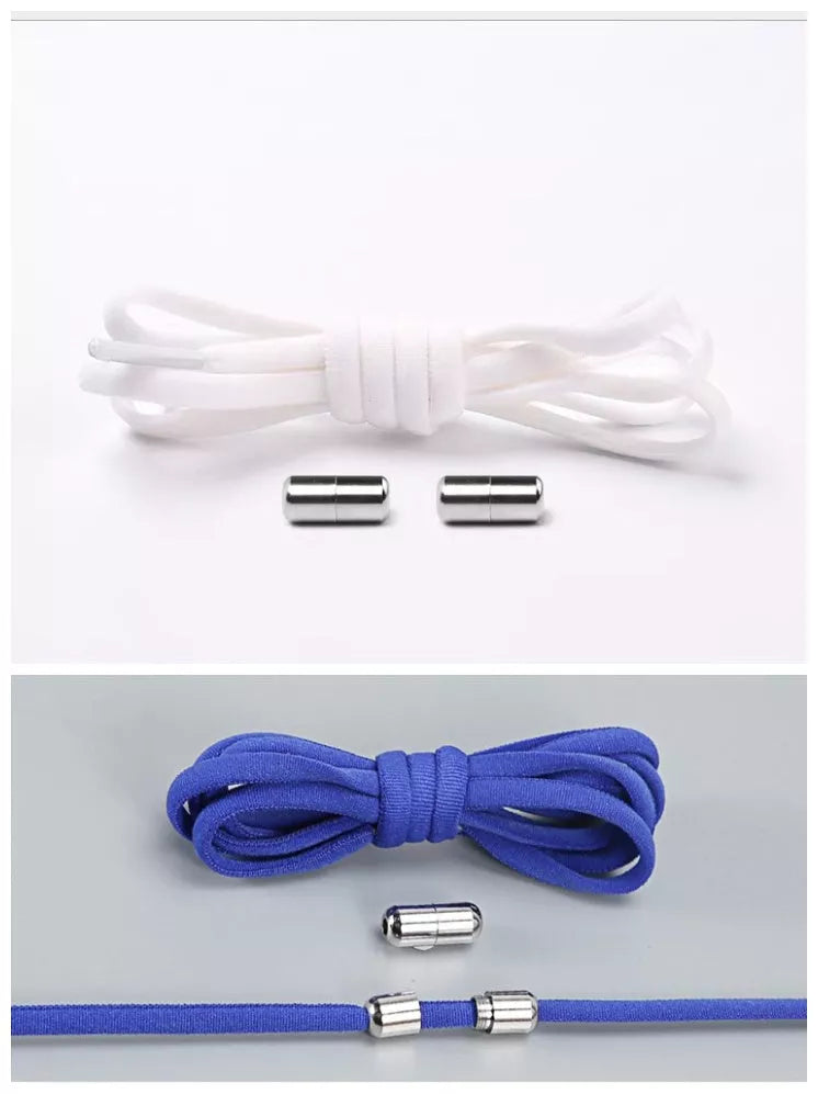 Lazy Laces shoe laces with metal buckles in various colors for a secure fit