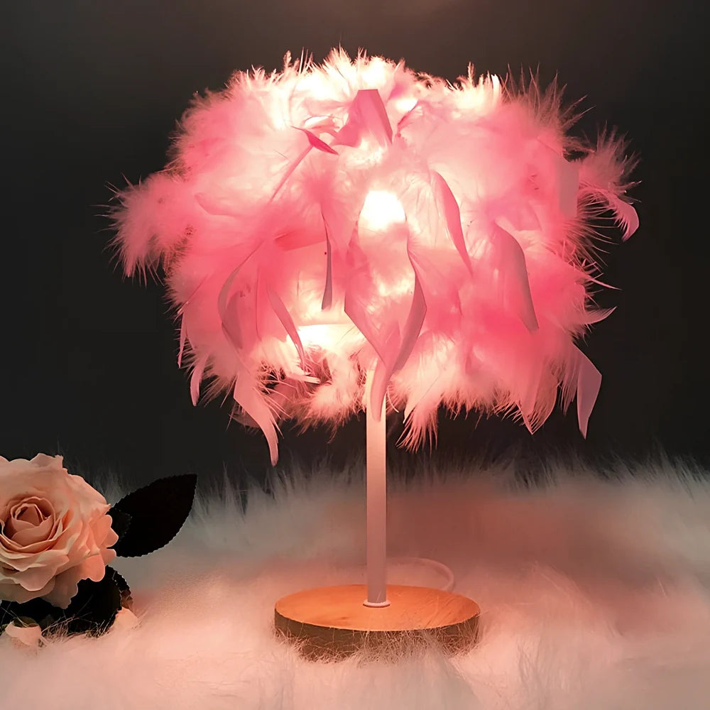 Feather lamp with modern design for corridor lighting in pink, purple or white colour options