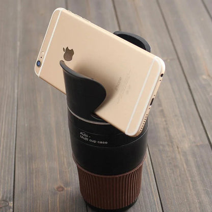Versatile car cup holder made of ABS plastic and rubber, with a rotatable design to hold cups, bottles, and small items securely in your vehicle.