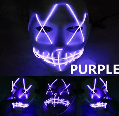 Halloween LED Glowing Full Face Mask in various colors with customizable lighting modes