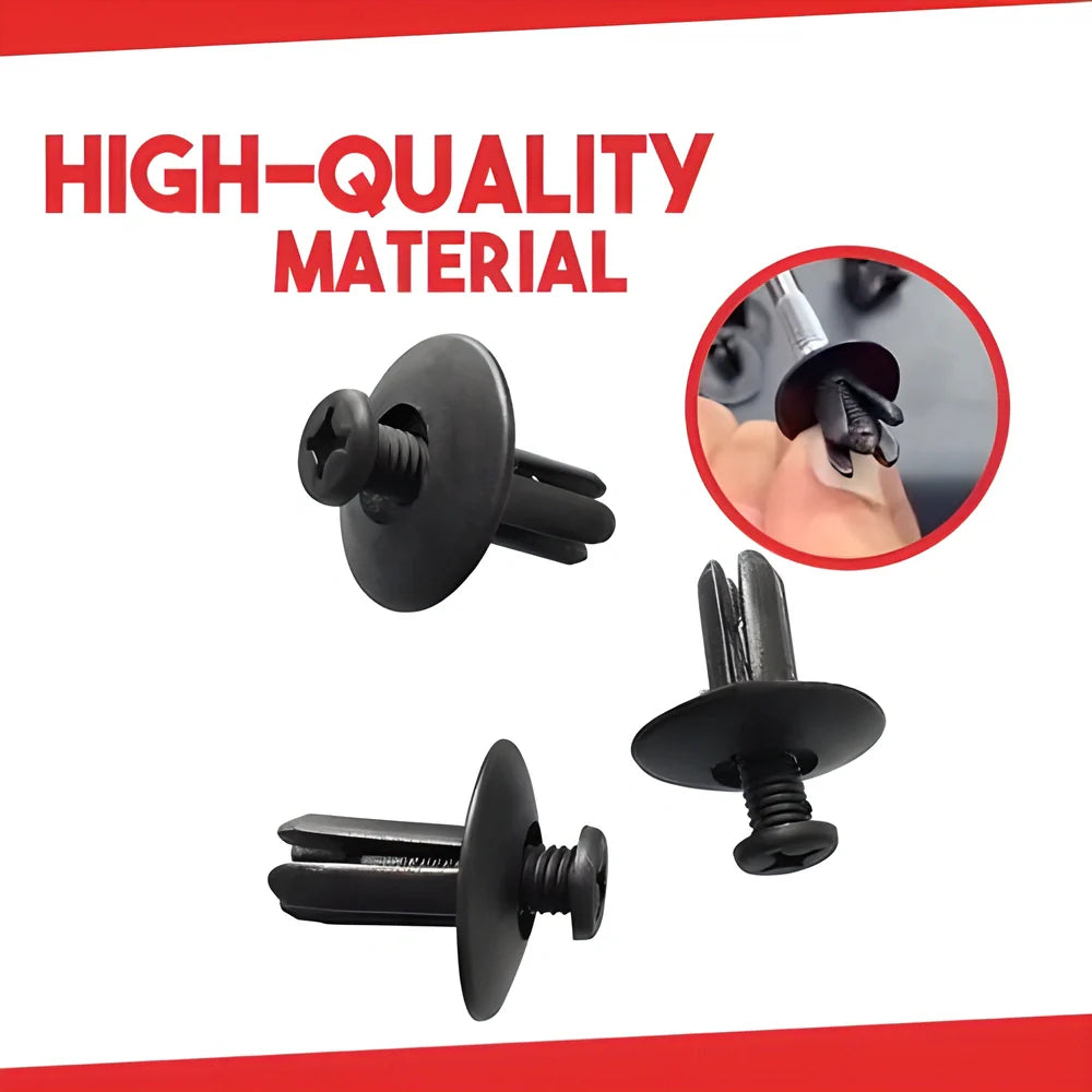 100-piece set of 6-size handy auto body clips for securing fenders, bumpers, doors, and other vehicle exterior panels