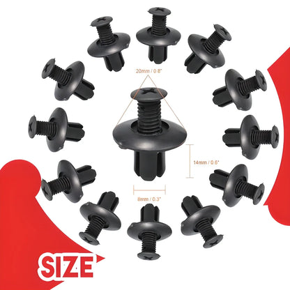 100-piece set of 6-size handy auto body clips for securing fenders, bumpers, doors, and other vehicle exterior panels