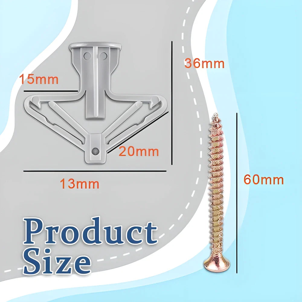 100 pieces of expandable wall anchors in white and grey colors, designed to provide a secure grip for hanging items on walls without causing damage