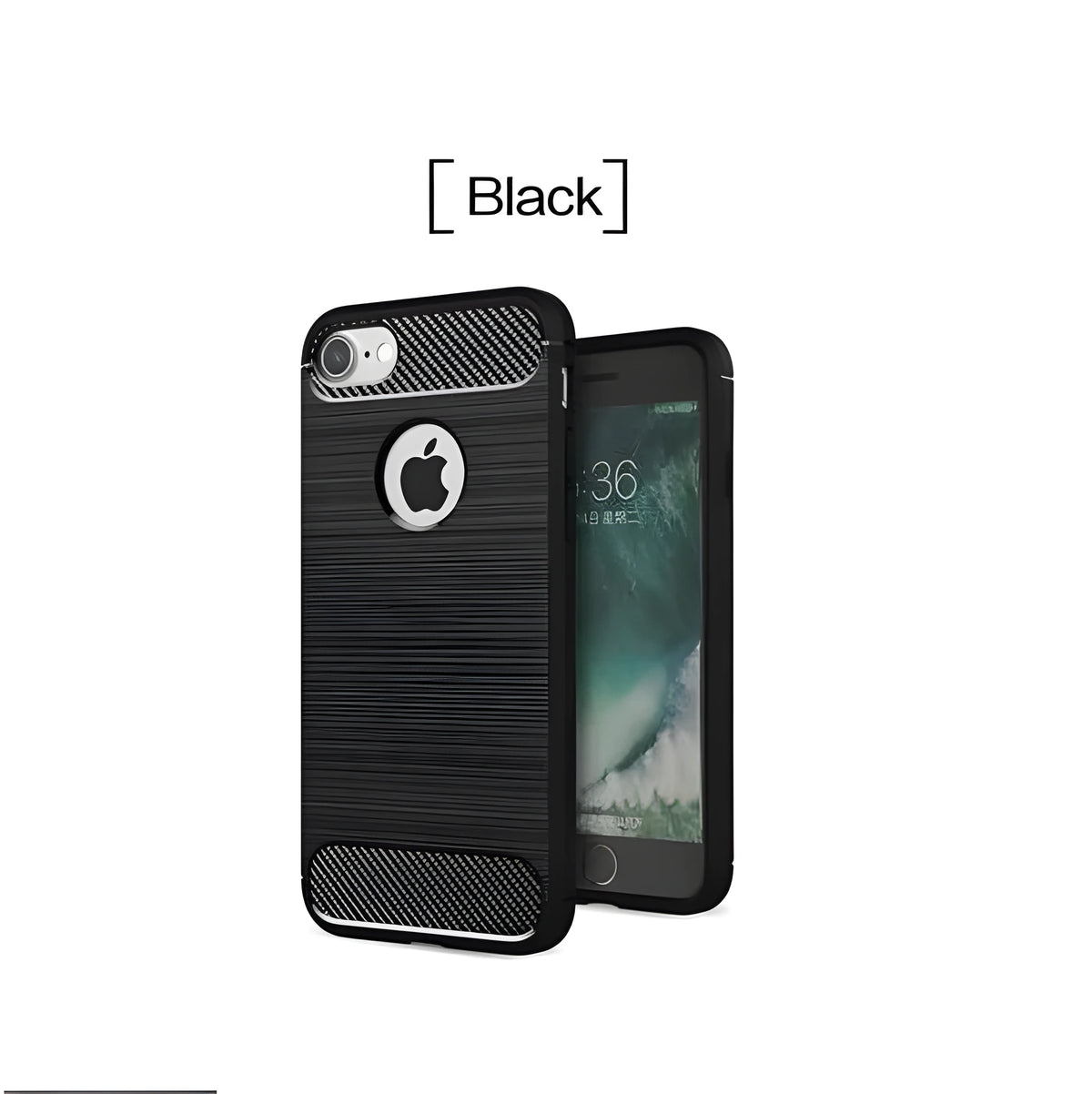 A solid colour shockproof TPU back cover case for an iPhone, shown in a choice of colours.