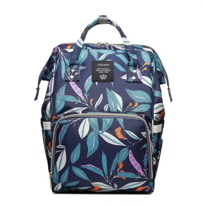 Oxford maternity nappy bag with 16-20L capacity, anti-theft design, bottle area, and multiple colour options
