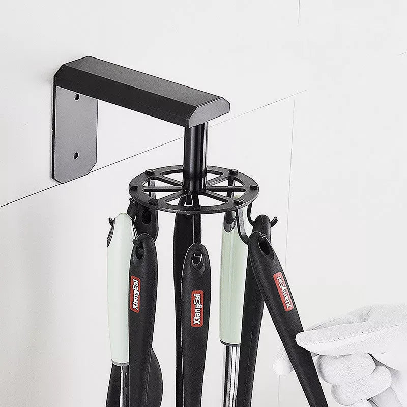 Space Aluminum Kitchen Rotating Hook Rack with 6 hooks in black or silver