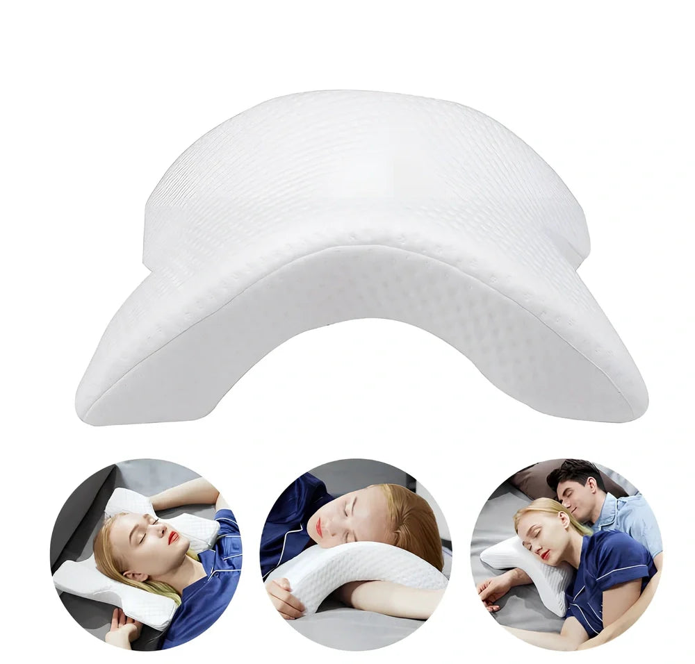 Tunnel-shaped memory foam pillow with plastic bracket for preventing limb numbness during office naps