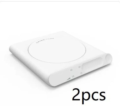 Adjustable Thermostat Coaster in white, blue, and pink with USB interface