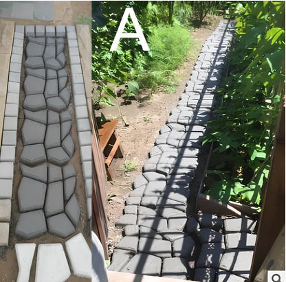 Black plastic goose pattern concrete mould measuring 42x43cm for garden pathways