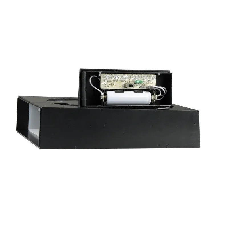 Solar-powered house number light with 6 LED illumination and concealed wall-mounting design