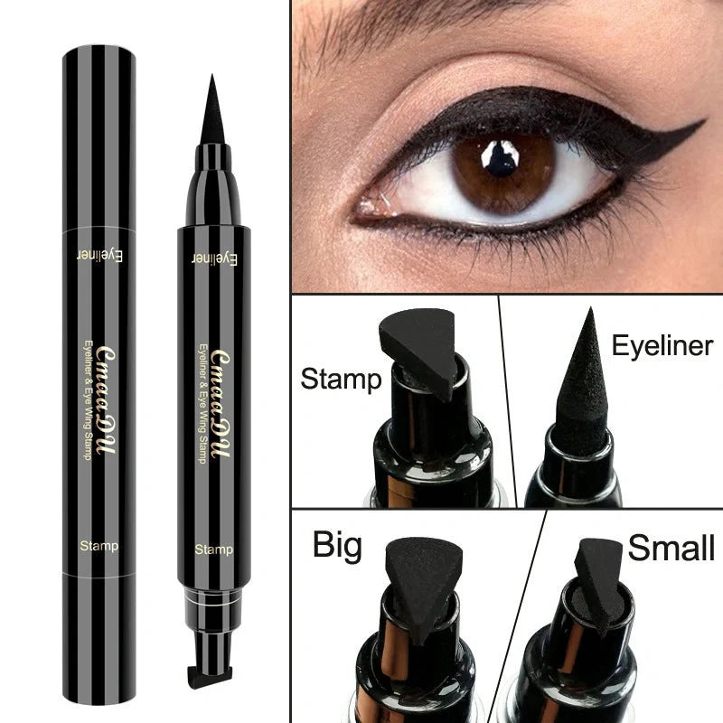 Dual-Tip Winged Eyeliner Stamp with Carbon-Black Pigment for Easy Application